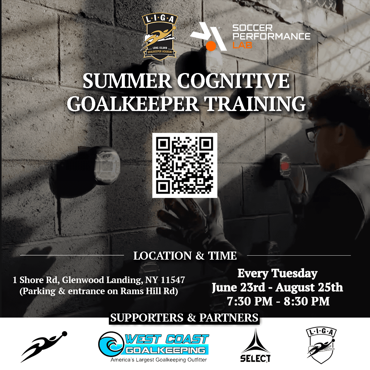 Summer Cognitive Goalkeeper Training with Soccer Performance Lab — every Tuesday June 23rd to August 25th, 7:30 PM to 8:30 PM at 1 Shore Rd, Glenwood Landing, NY 11547